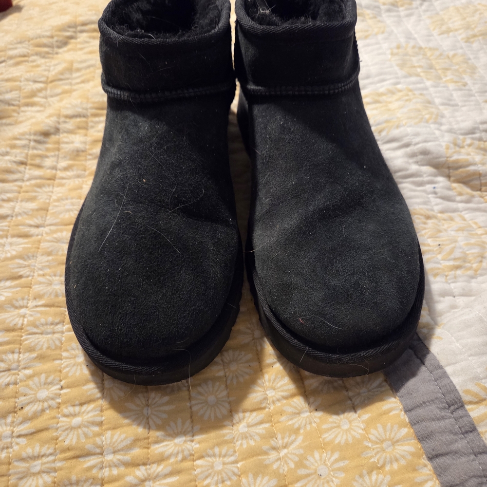 UGG Kids Black Suede Boots